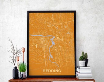 REDDING  California CA usa poster color Hometown City Print Modern Home Decor Office Decoration Wall Art Dorm Bedroom Gift