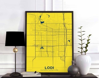 LODI California CA USA poster color Hometown City Print Modern Home Decor Office Decoration Wall Art Dorm Bedroom Gift