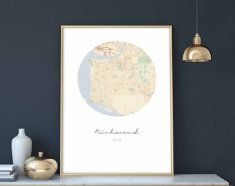 RICHMOND Canada map poster wall decor design modern minimal nordic travel bedroom home art vintage retro dorm nursery housewarming