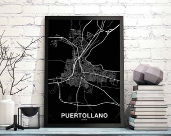 PUERTOLLANO Spain map poster Hometown City Print Modern Home Decor Office Decoration Wall Art Dorm Bedroom Gift
