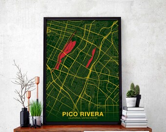 PICO RIVERA California CA usa poster color Hometown City Print Modern Home Decor Office Decoration Wall Art Dorm Bedroom Gift