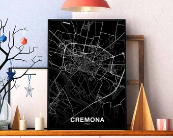 CREMONA Italy map poster black white Hometown City Print Modern Home Decor Office Decoration Wall Art Dorm Bedroom Gift