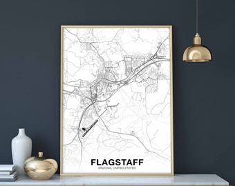 FLAGSTAFF Arizona AZ USA map poster black white Hometown City Print Modern Home Decor Office Decoration Wall Art Dorm Bedroom Gift