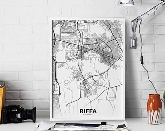 RIFFA Bahrain map poster Hometown City Print Modern Home Decor Office Decoration Wall Art Dorm Bedroom Gift