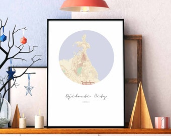 DJIBOUTI  map poster wall decor design modern minimal nordic travel bedroom home art vintage retro dorm nursery housewarming