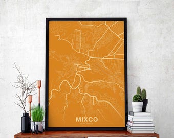 MIXCO Guatemala map poster color Hometown City Print Modern Home Decor Office Decoration Wall Art Dorm Bedroom Gift