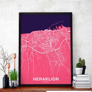 HERAKLION Griechenland Karte Poster Farbe Heimatstadt Stadt Druck Modernes Wohnkultur Büro Dekoration Wand Kunst Wohnheim Schlafzimmer Geschenk