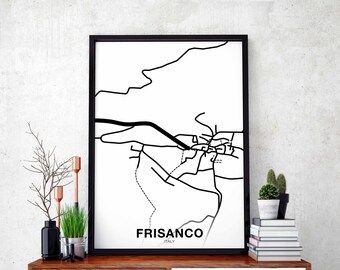 FRISANCO Italy map poster Hometown City Print Modern Home Decor Office Decoration Wall Art Dorm Bedroom Gift