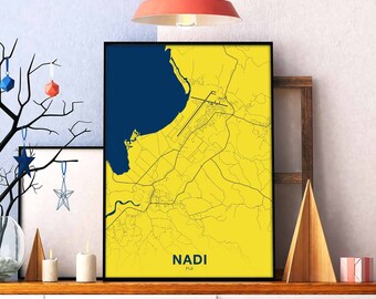NADI Fiji map poster color Hometown City Print Modern Home Decor Office Decoration Wall Art Dorm Bedroom Gift