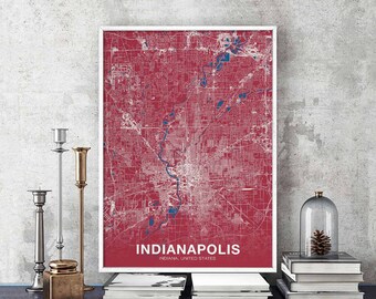 INDIANAPOLIS Indiana IN USA poster color Hometown City Print Modern Home Decor Office Decoration Wall Art Dorm Bedroom Gift