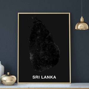 SRI LANKA carte affiche noir blanc ville natale ville impression moderne décor à la maison bureau décoration mur art dortoir chambre cadeau