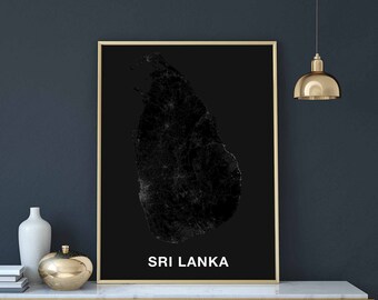 SRI LANKA map poster black white Hometown City Print Modern Home Decor Office Decoration Wall Art Dorm Bedroom Gift