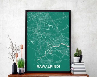 RAWALPINDI Pakistan map poster color Hometown City Print Modern Home Decor Office Decoration Wall Art Dorm Bedroom Gift