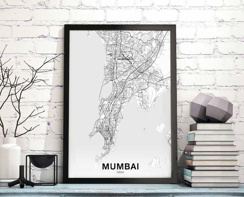 Buy MUMBAI Bombay India Map Poster Hometown City Print Modern Home