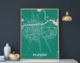 PLOVDIV Bulgaria poster color Hometown City Print Modern Home Decor Office Decoration Wall Art Dorm Bedroom Gift