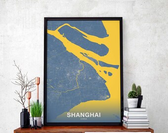 SHANGHAI China poster color Hometown City Print Modern Home Decor Office Decoration Wall Art Dorm Bedroom Gift