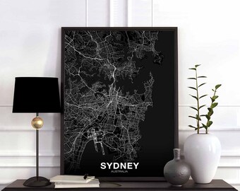 SYDNEY Australia map poster Hometown City Print Modern Home Decor Office Decoration Wall Art Dorm Bedroom Gift