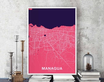 MANAGUA Nicaragua poster color Hometown City Print Modern Home Decor Office Decoration Wall Art Dorm Bedroom Gift