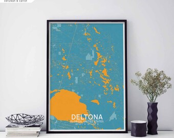 DELTONA Florida USA map poster black white Hometown City Print Modern Home Decor Office Decoration Wall Art Dorm Bedroom Gift
