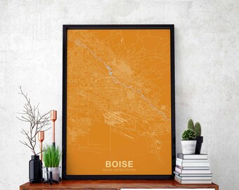 BOISE Idaho ID USA poster color Hometown City Print Modern Home Decor Office Decoration Wall Art Dorm Bedroom Gift