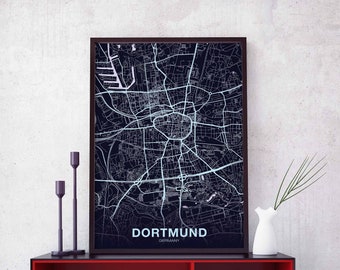 DORTMUND Germany poster color Hometown City Print Modern Home Decor Office Decoration Wall Art Dorm Bedroom Gift