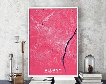 ALBANY New York NY USA poster color Hometown City Print Modern Home Decor Office Decoration Wall Art Dorm Bedroom Gift