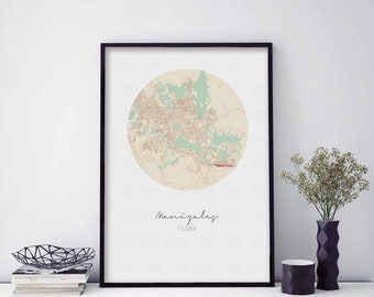 MANIZALES Colombia map poster wall decor design modern minimal nordic travel bedroom home art vintage retro dorm nursery housewarming