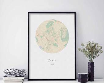 SALO Finland map poster wall decor design modern minimal nordic travel bedroom home art vintage retro dorm nursery housewarming
