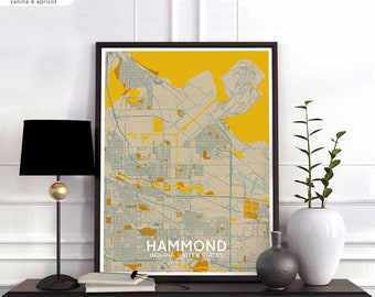 HAMMOND Indiana usa map poster black white Hometown City Print Modern Home Decor Office Decoration Wall Art Dorm Bedroom Gift