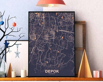 DEPOK Indonesia poster color Hometown City Print Modern Home Decor Office Decoration Wall Art Dorm Bedroom Gift