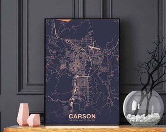 CARSON Nevada NV US map poster color Hometown City Print Modern Home Decor Office Decoration Wall Art Dorm Bedroom Gift