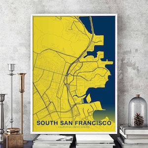Póster de SOUTH SAN FRANCISCO California il usa en color, ciudad natal, impresión moderna, decoración del hogar, decoración de la oficina, arte de pared, dormitorio, regalo