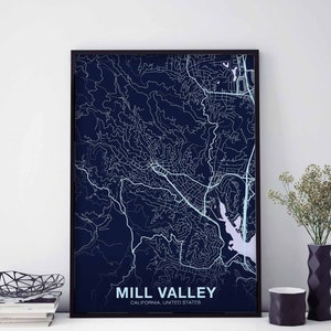 MILL VALLEY California CA ons kaart poster kleur Woonplaats Stad Print Modern Home Decor Kantoor Decoratie Wall Art Slaapzaal slaapkamer cadeau