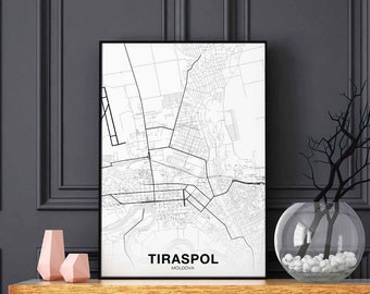 TIRASPOL Moldova map poster black white Hometown City Print Modern Home Decor Office Decoration Wall Art Dorm Bedroom Gift