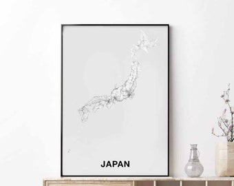 JAPAN map poster black white Hometown City Print Modern Home Decor Office Decoration Wall Art Dorm Bedroom Gift