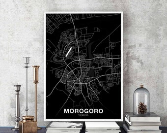 MOROGORO Tanzania map poster black white Hometown City Print Modern Home Decor Office Decoration Wall Art Dorm Bedroom Gift