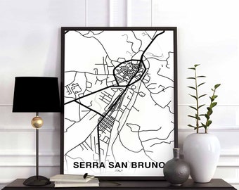 SERRA SAN BRUNO Italy map poster Hometown City Print Modern Home Decor Office Decoration Wall Art Dorm Bedroom Gift