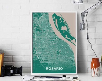 ROSARIO Argentina map poster color Hometown City Print Modern Home Decor Office Decoration Wall Art Dorm Bedroom Gift art