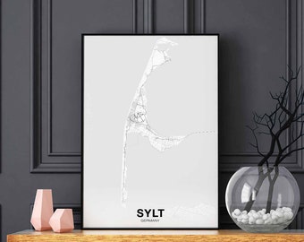 SYLT Germany map poster Hometown City Print Modern Home Decor Office Decoration Wall Art Dorm Bedroom Gift