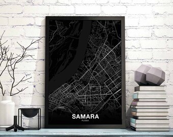 SAMARA Russia map poster black white Hometown City Print Modern Home Decor Office Decoration Wall Art Dorm Bedroom Gift