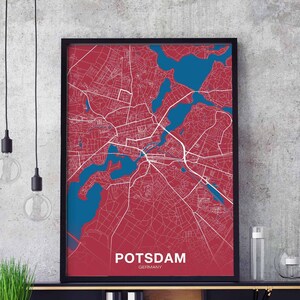 POTSDAM Deutschland Karte Poster Farbe Heimatstadt Stadt Druck Modernes Wohndekor Büro Dekoration Wand Kunst Wohnheim Schlafzimmer Geschenk