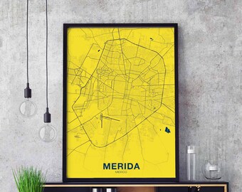 MERIDA Mexico poster color Hometown City Print Modern Home Decor Office Decoration Wall Art Dorm Bedroom Gift