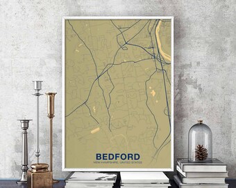 BEDFORD New Hampshire NH USA poster color Hometown City Print Modern Home Decor Office Decoration Wall Art Dorm Bedroom Gift