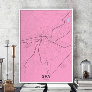 Spa Belgien Belgien Karte Poster Farbe Heimatstadt Stadt Druck Modernes Wohnkultur Büro Dekoration Wand Kunst Wohnheim Schlafzimmer Geschenk