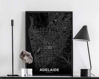 ADELAIDE Australia map poster black white Hometown City Print Modern Home Decor Office Decoration Wall Art Dorm Bedroom Gift