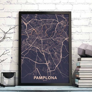 PAMPLONA Spanien Landkarte Poster Farbe Heimatstadt Stadt Druck Modernes Wohnkultur Büro Dekoration Wand Kunst Wohnheim Schlafzimmer Geschenk
