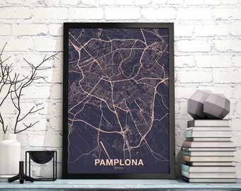 PAMPLONA Spain map poster color Hometown City Print Modern Home Decor Office Decoration Wall Art Dorm Bedroom Gift