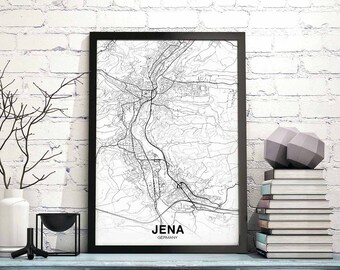 JENA Germany map poster Hometown City Print Modern Home Decor Office Decoration Wall Art Dorm Bedroom Gift