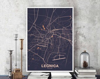 LEGNICA Poland map poster color Hometown City Print Modern Home Decor Office Decoration Wall Art Dorm Bedroom Gift
