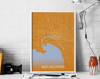MELBOURNE Australia map poster color Hometown City Print Modern Home Decor Office Decoration Wall Art Dorm Bedroom Gift